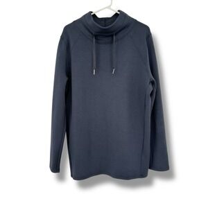 SPANX Navy Mock Neck Cowl Tunic Sweatshirt XL Athleisure Oversized Pullover Soft